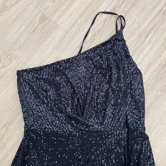 NWT City Chic Womens Savanna Sequin Jumpsuit One Shoulder Black Plus Size L/20 - Picture 5 of 16